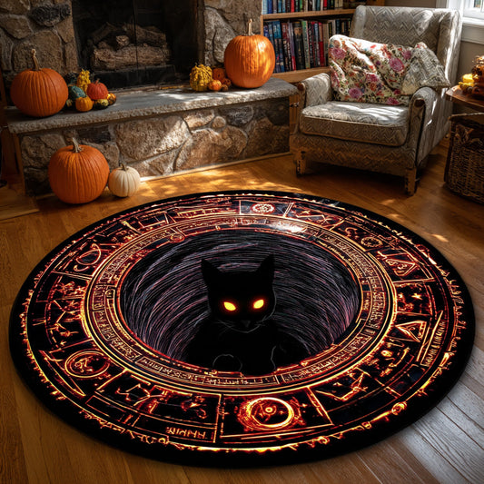 Inferno Cat Quilted Round Mat NCU0VL2915