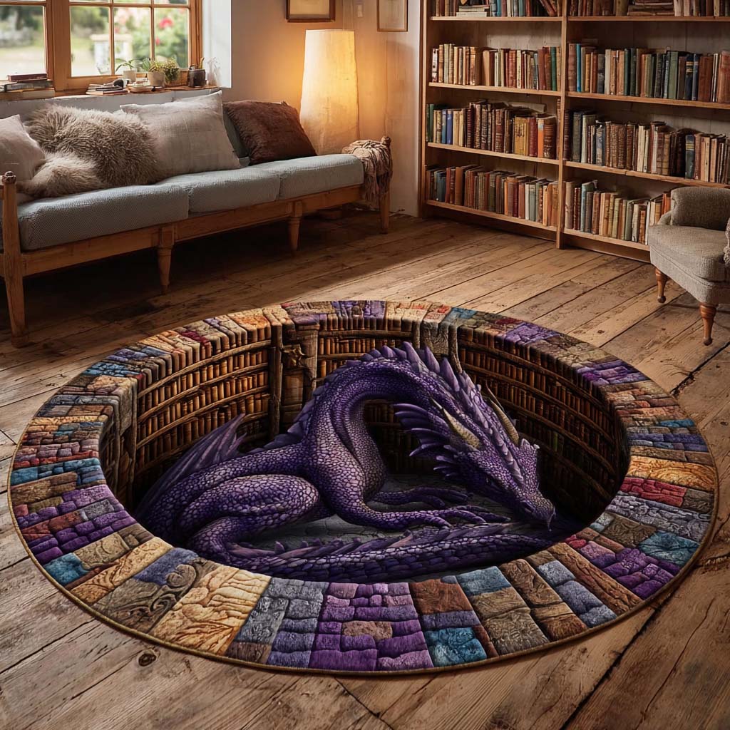 Infinite Dragon Library Quilted Round Mat NCU0HH1861