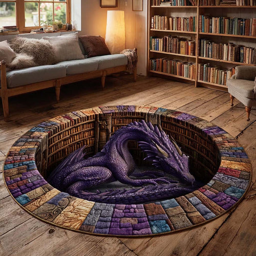 Infinite Dragon Library Quilted Round Mat NCU0HH1861