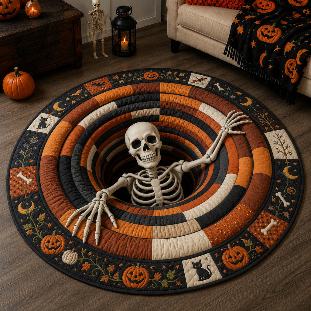 Infinite Skeleton Vortex Quilted Round Mat NCU0HH2050