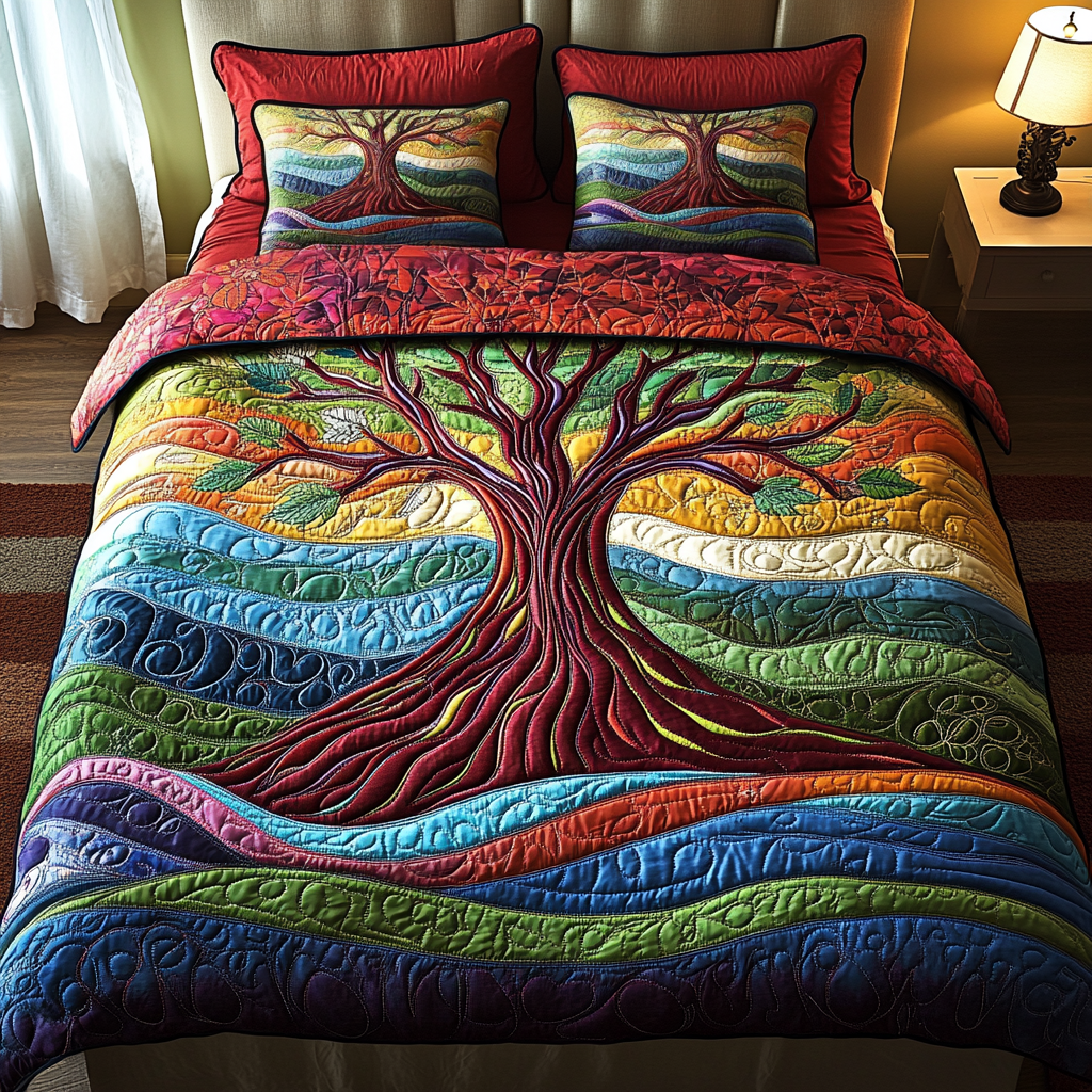 Infinite Tree 3-Piece Quilted Bedding Set NCU0DK7714
