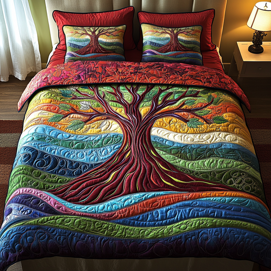 Infinite Tree 3-Piece Quilted Bedding Set NCU0DK7714