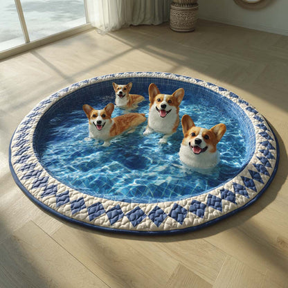 Infinity Corgi Quilted Round Mat NCU0HH1933