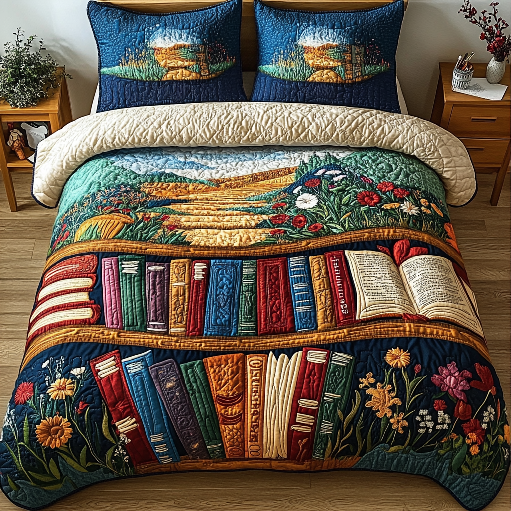 Ink And Imagination 3-Piece Quilted Bedding Set NCU0DK4937
