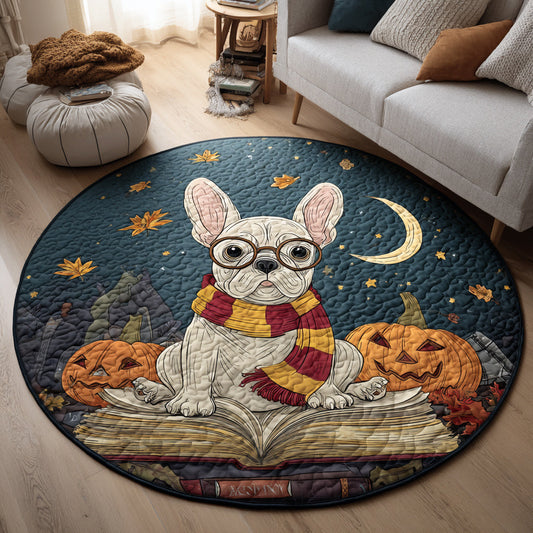 Intellectual French Bulldog Quilted Round Mat NCU0HH559