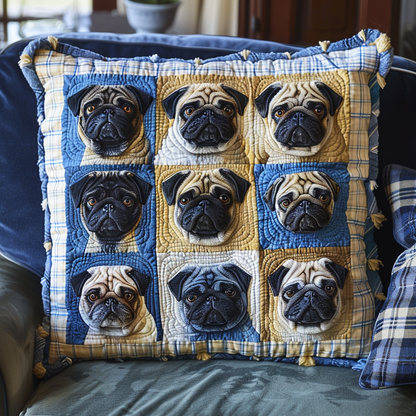 Intricate Pug Portraits Quilted Pillow Case NCU0TH152