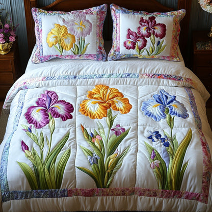Iridescent Blooms 3-Piece Quilted Bedding Set NCU0NT6463