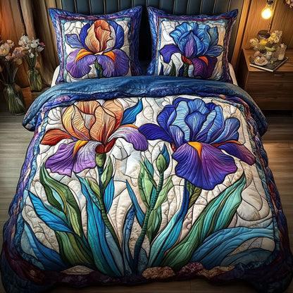 Iris Bloom 3-Piece Quilted Bedding Set NCU0NT6464
