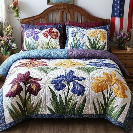 Iris Bloom 3-Piece Quilted Bedding Set NCU0PT6229