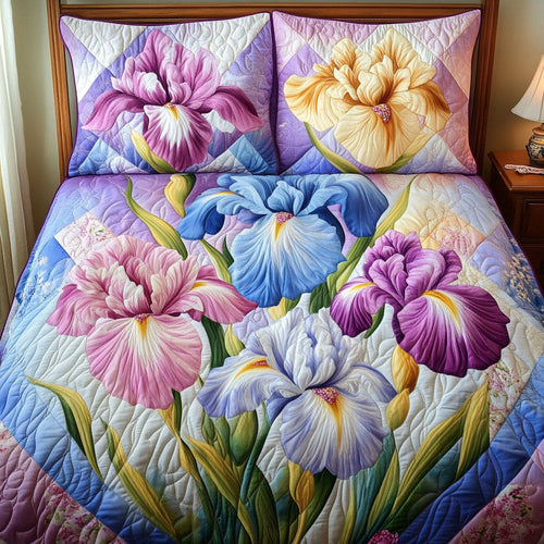 Iris Garden 3-Piece Quilted Bedding Set NCU0NT6465