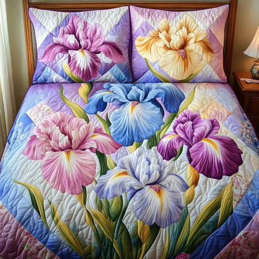 Iris Garden 3-Piece Quilted Bedding Set NCU0NT6465