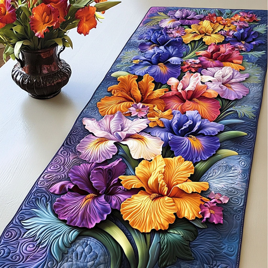 Iris Garden Delight Quilted Table Runner NCU0NT5725