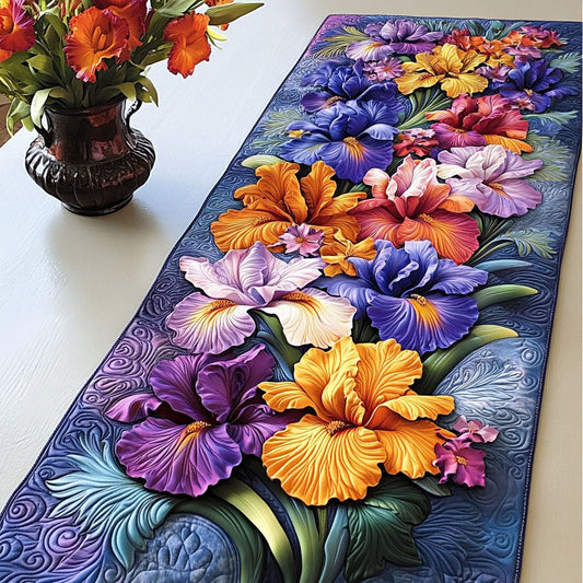 Iris Garden Delight Quilted Table Runner NCU0NT5725