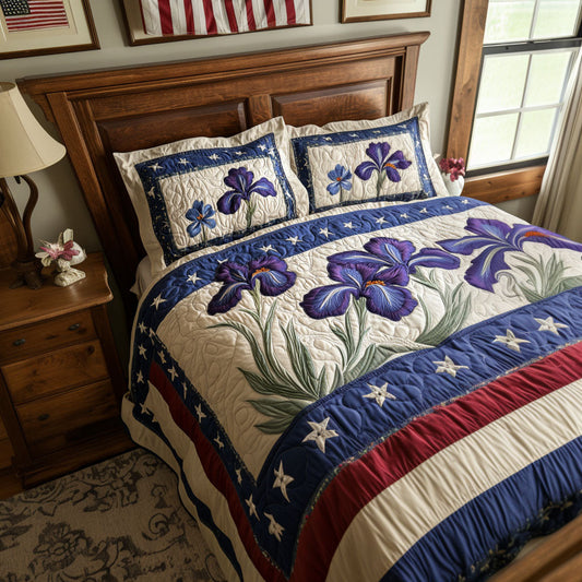 Iris Glory 3-Piece Quilted Bedding Set NCU0PT6236