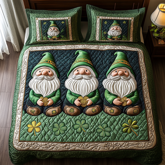 Irish Gnome Delight 3-Piece Quilted Bedding Set NCU0TL2234