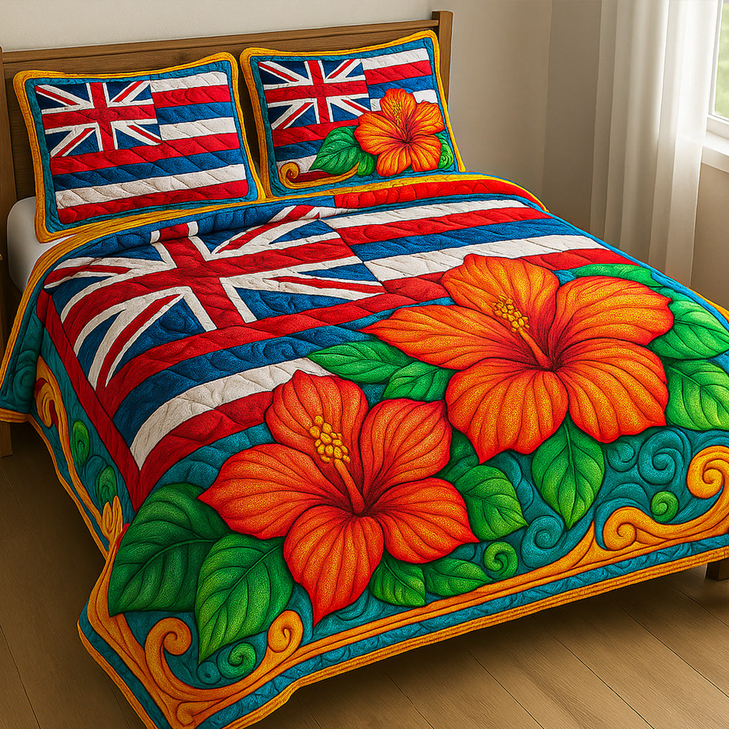 Island Bloom 3-Piece Quilted Bedding Set NCU0NT5812