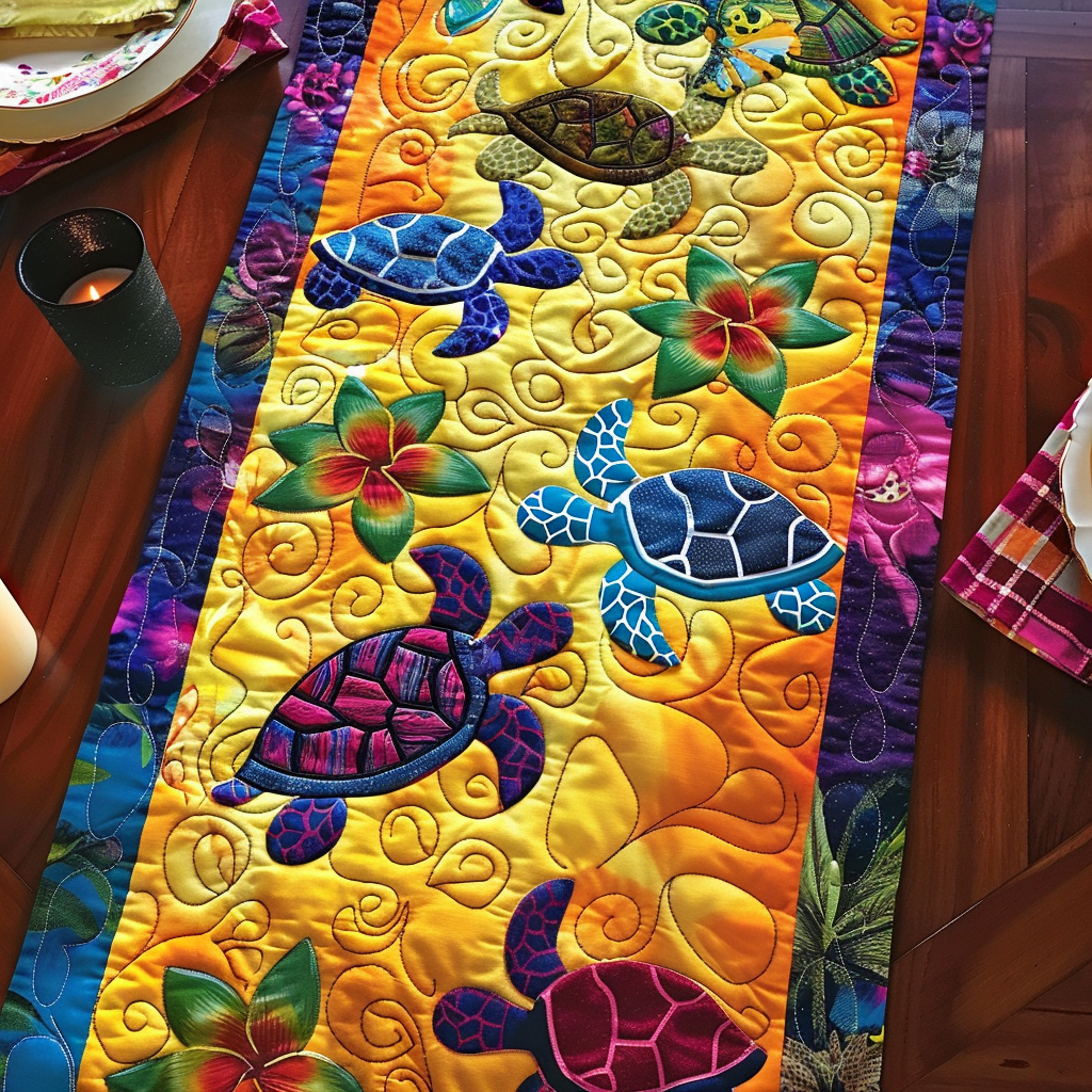 Island Turtle Dream Quilted Table Runner NCU0DV209