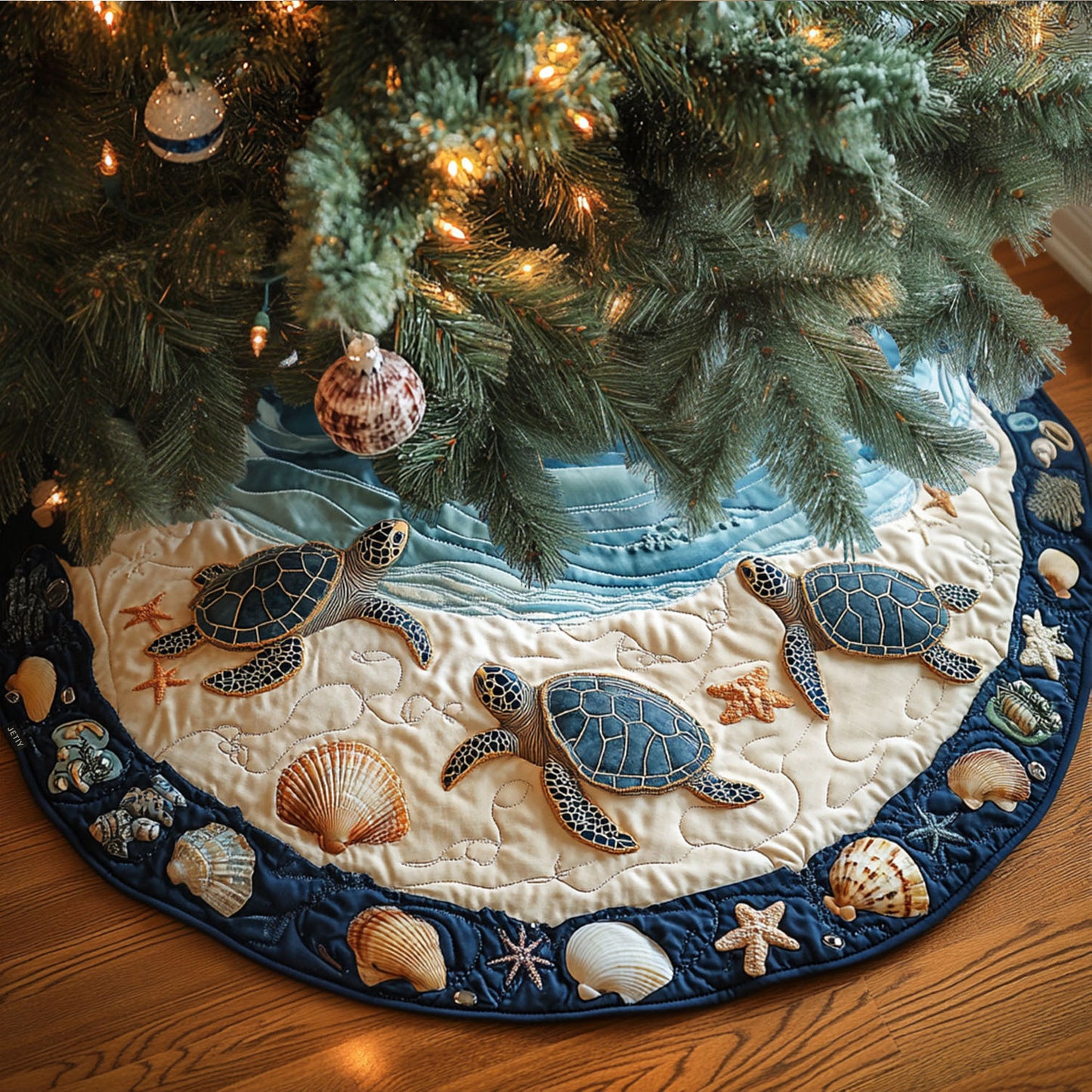 Turtle Christmas Quilted Tree Skirt NCU0VT72