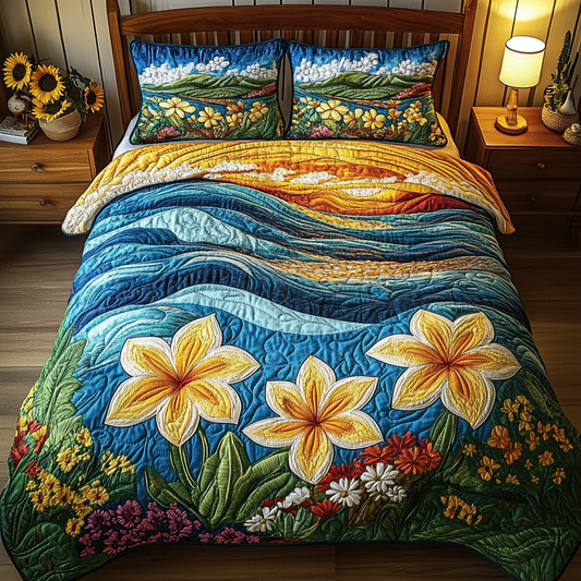 Island Bliss 3-Piece Quilted Bedding Set NCU0VL1798