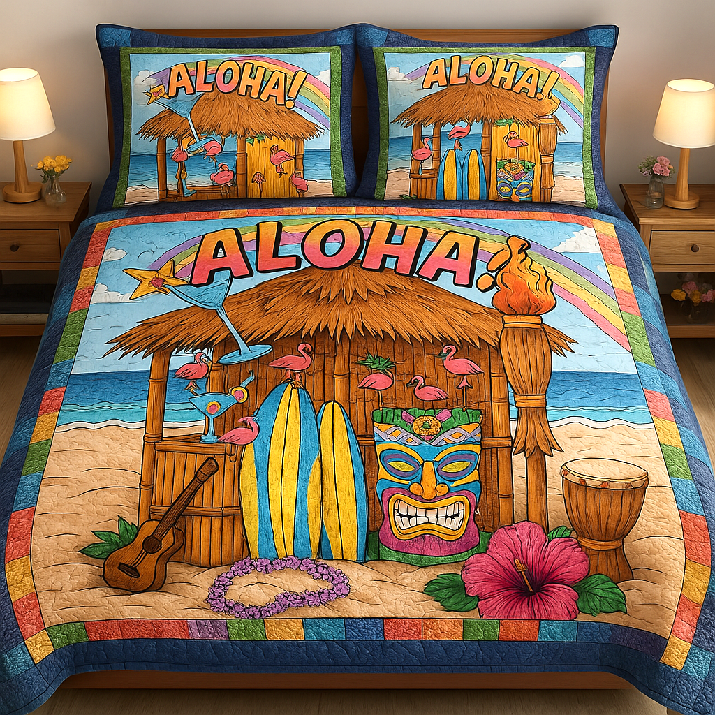 Island Bliss 3-Piece Quilted Bedding Set NCU0VL1960