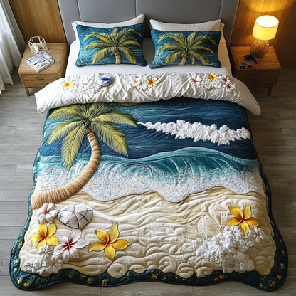 Island Bloom 3-Piece Quilted Bedding Set NCU0DK5962