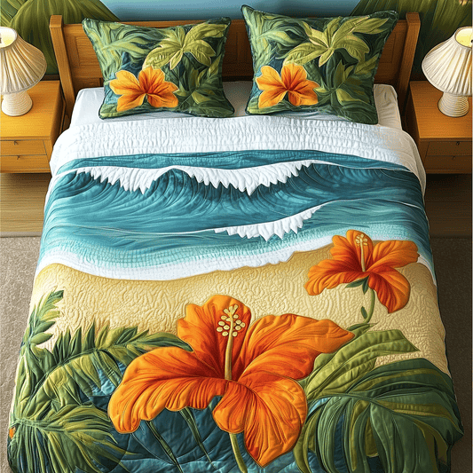 Island Blossom Quilted Bedding Set NCU0TH2639