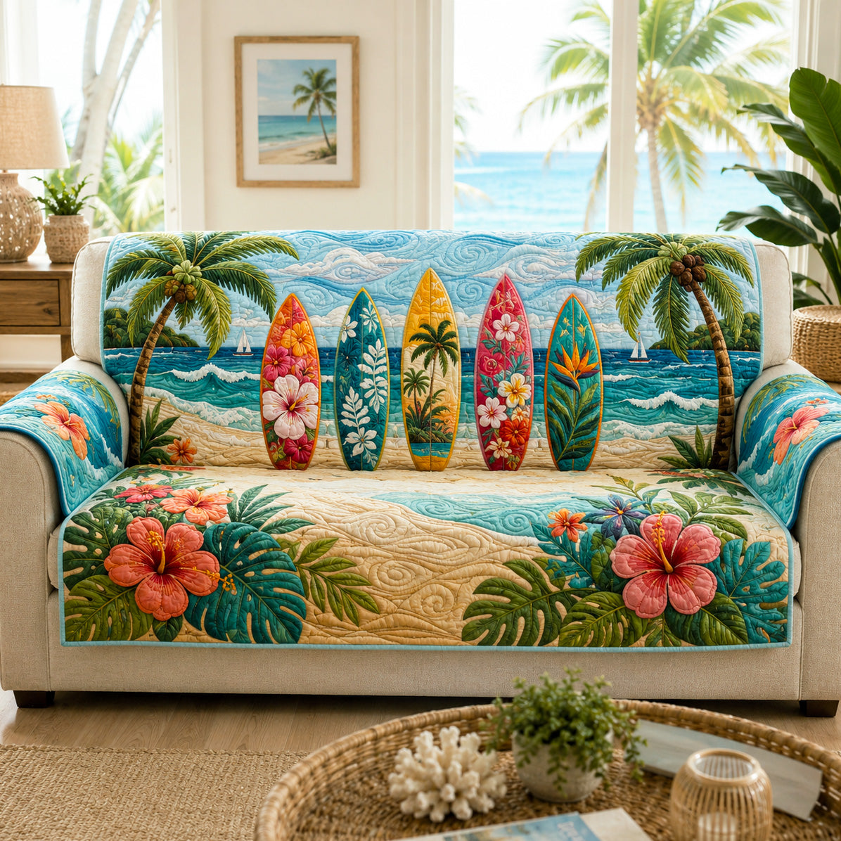 Island Boards Quilted Sofa Cover NCU0TV1978