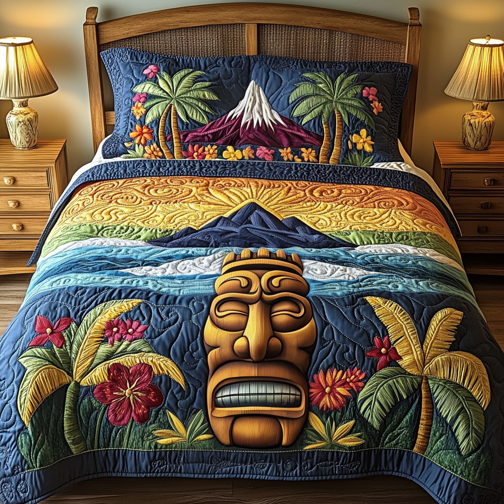 Island Carvings 3-Piece Quilted Bedding Set NCU0DV5187