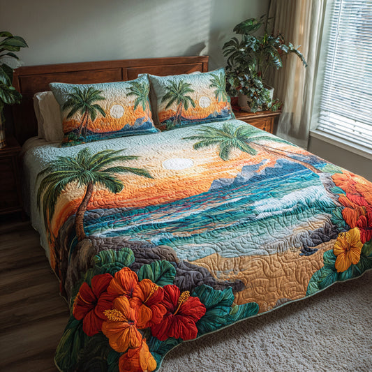 Island Dawn 3-Piece Quilted Bedding Set NCU0VL3467