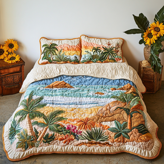 Island Dreams 3-Piece Quilted Bedding Set NCU0VL1739
