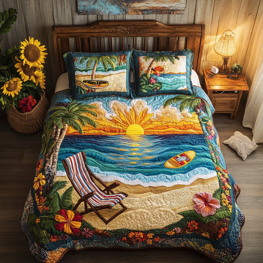 Island Dreams 3-Piece Quilted Bedding Set NCU0VL1805