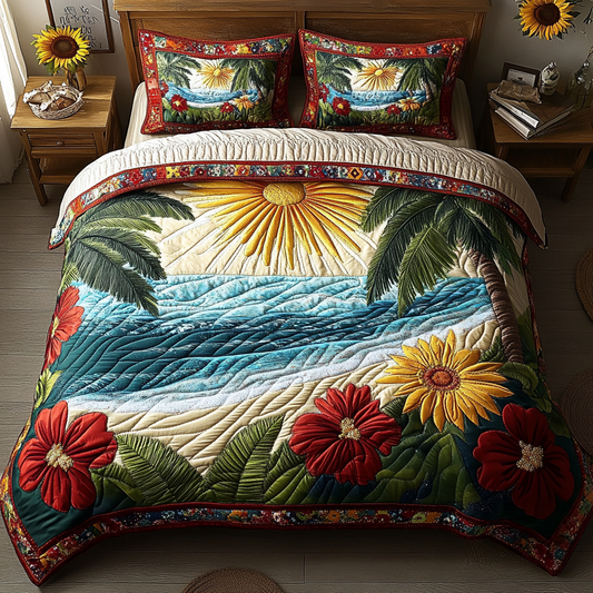 Island Dreams 3-Piece Quilted Bedding Set NCU0VL1829