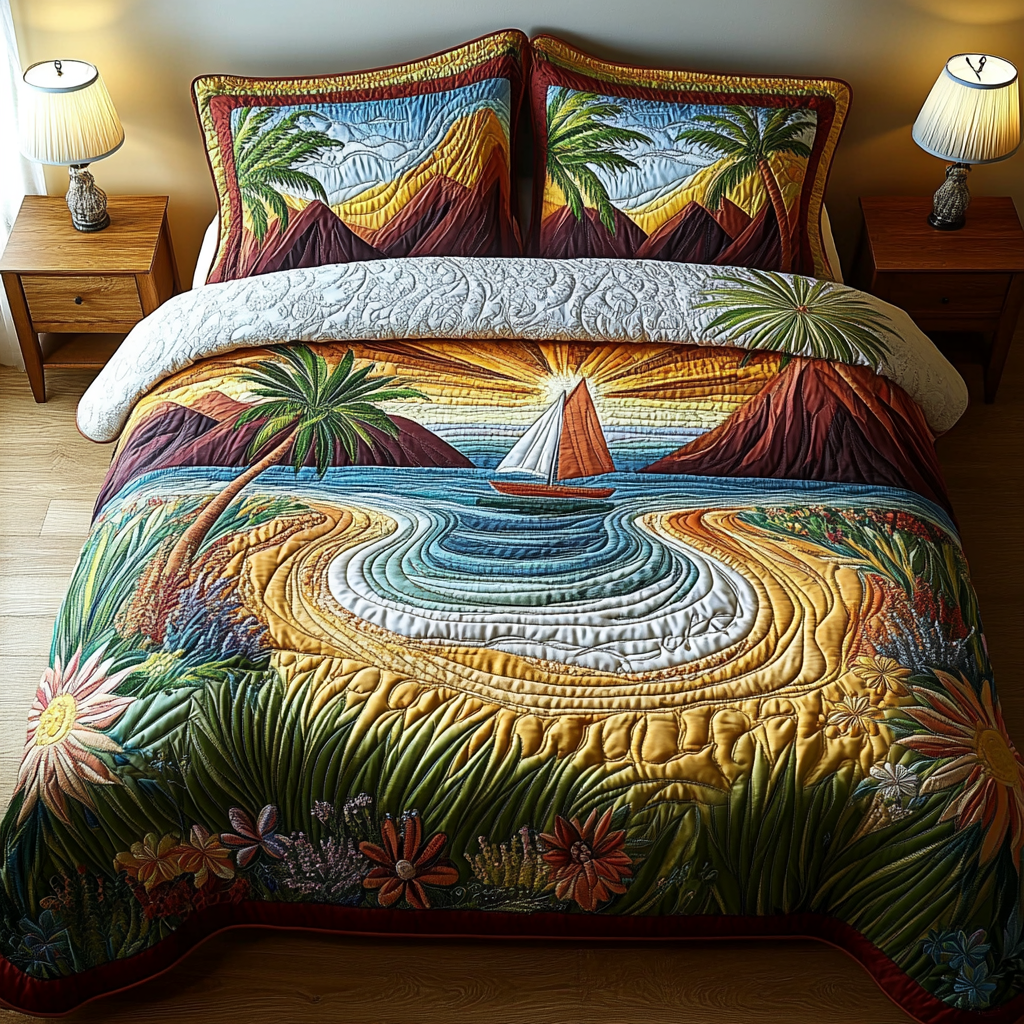 Island Escape 3-Piece Quilted Bedding Set NCU0DV4430