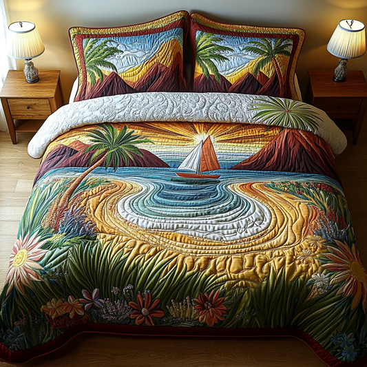 Island Escape 3-Piece Quilted Bedding Set NCU0DV4430