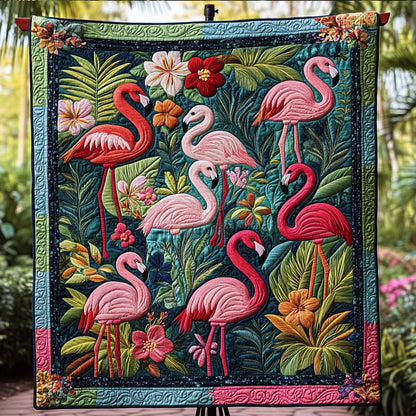 Island Flamingo Escape Quilted Blanket NCU0PT4588