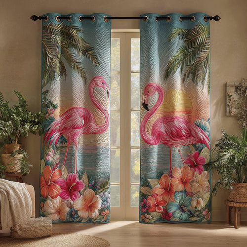 Island Flamingo Quilted Curtains NCU0HH1728