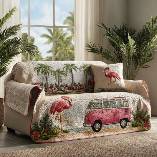 Island Flamingo Quilted Sofa Cover NCU0DV9004