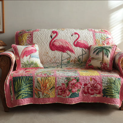 Island Flamingo Quilted Sofa Cover NCU0TD2203