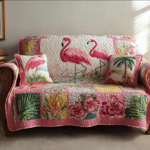 Island Flamingo Quilted Sofa Cover NCU0TD2203