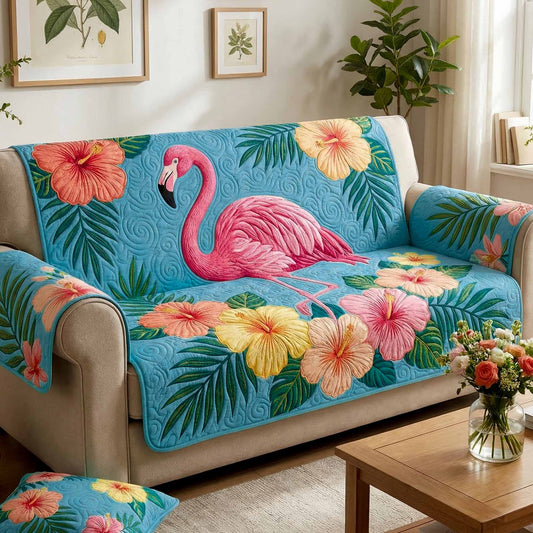 Island Flamingo Quilted Sofa Cover NCU0XD2605