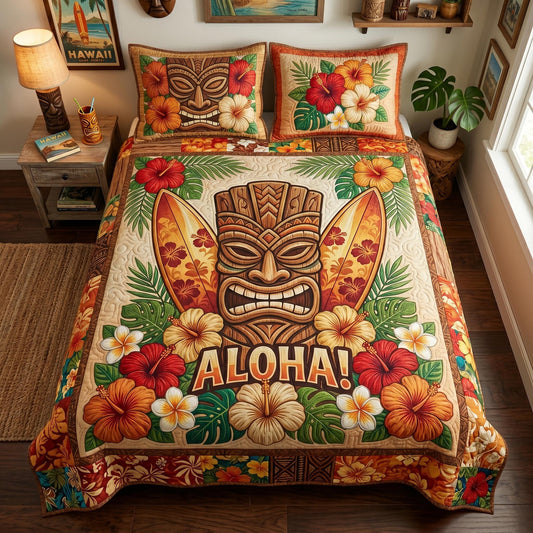 Island Mask 3-Piece Quilted Bedding Set NCU0TD2698