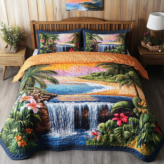 Island Mist 3-Piece Quilted Bedding Set NCU0VL2435