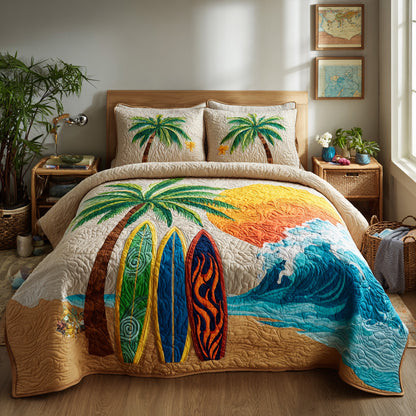 Island Palm 3-Piece Quilted Bedding Set NCU0VL3538