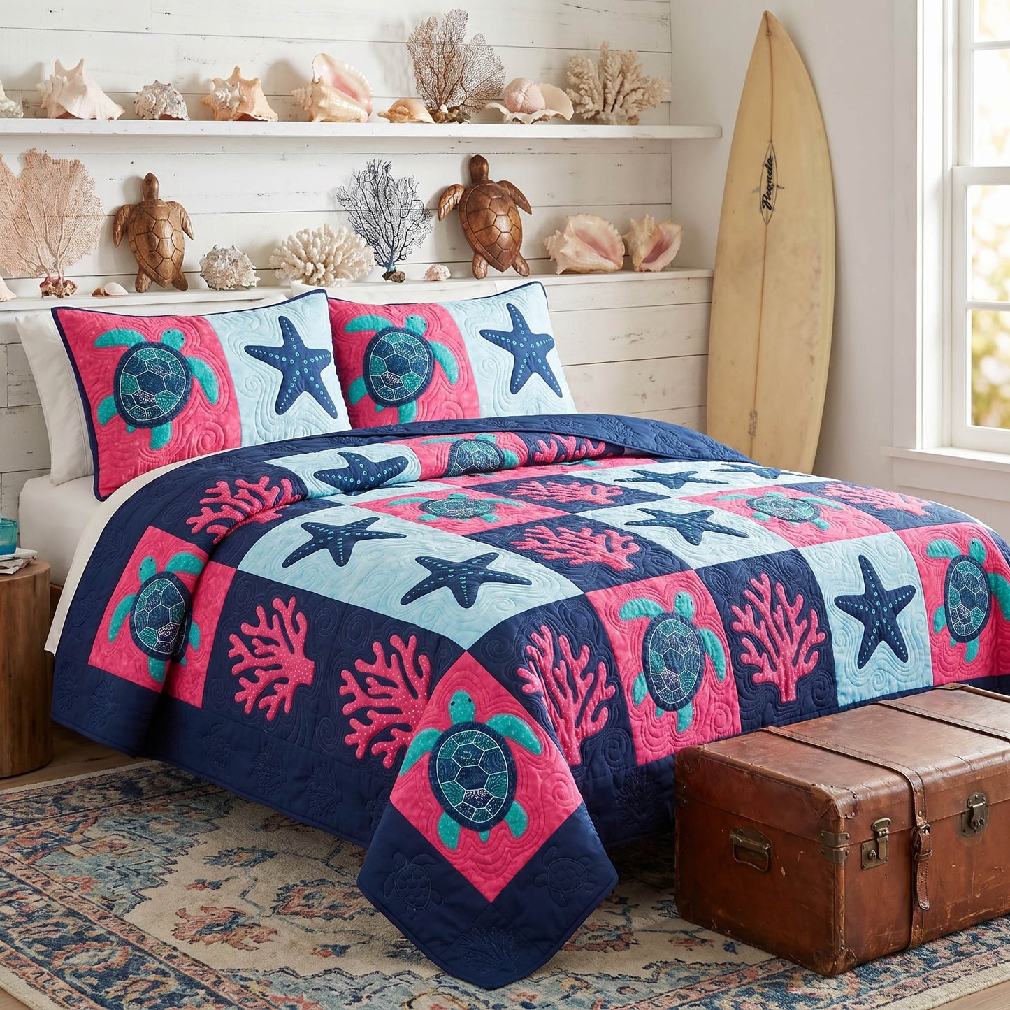 Island Patch 3-Piece Quilted Bedding Set NCU0TD2843