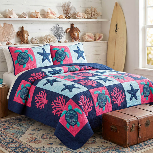 Island Patch 3-Piece Quilted Bedding Set NCU0TD2843