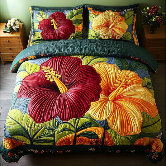 Island Petals 3-Piece Quilted Bedding Set NCU0DK5698