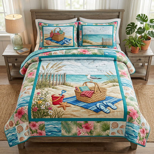 Island Picnic Escape 3-Piece Quilted Bedding Set NCU0HH2018