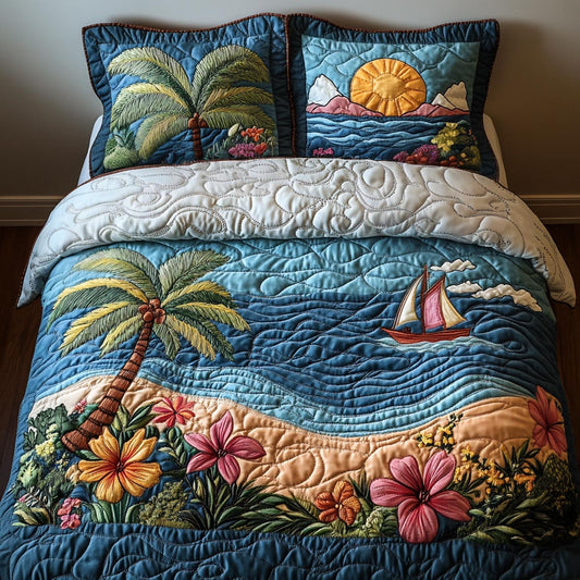 Island Retreat 3-Piece Quilted Bedding Set NCU0DV9498