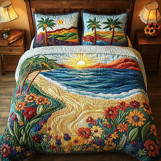 Island Shore 3-Piece Quilted Bedding Set NCU0VL1780