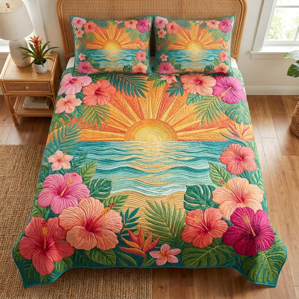 Island Sunrise 3-Piece Quilted Bedding Set NCU0TV1928